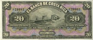 Costa Rica - 20 Pesos - P-S165r - 1899 dated Foreign Paper Money